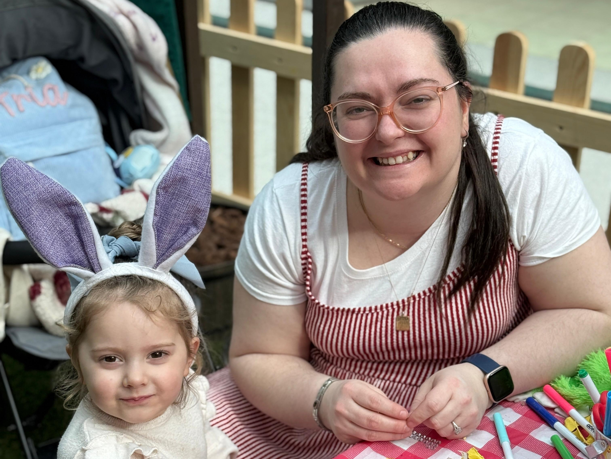 Mother and Daughter enjoying an easter craft activity 